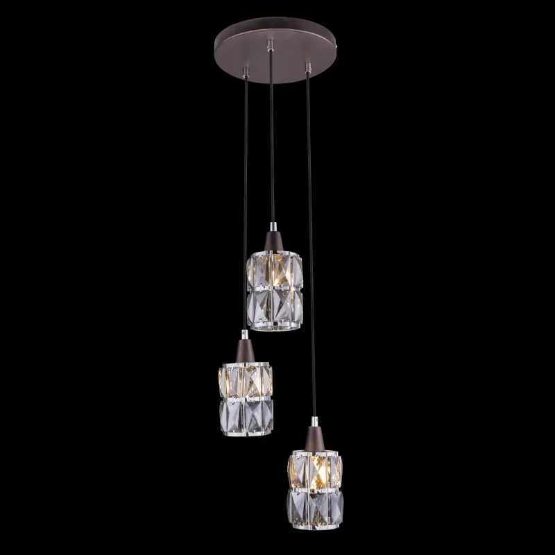 Lustra moderna cu 3 pendule WOLLI bronz/fumuriu 15761-3 GL