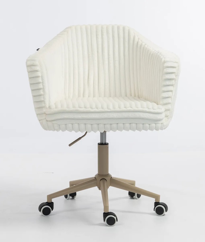 HR832K Scaun Alb Teddy Cord cu Bază Crem