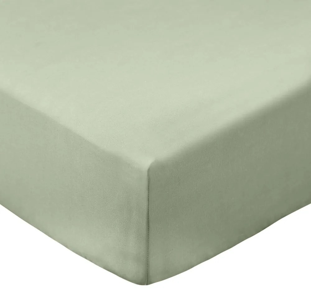 Cearceaf verde din bumbac percal cu elastic 150x200 cm Cotton Percale – Bianca
