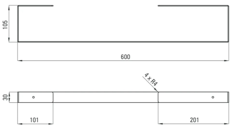 Suport prosop baie alb mat 60 cm Deante Mokko 600x105 mm, Alb mat