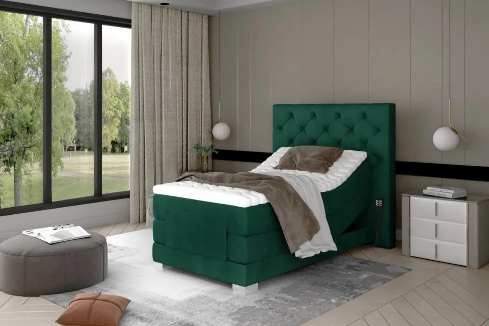 Pat tapitat, boxspring, cu reglaj electric, 90x200 cm, Clover 092, Eltap (Culoare: Roz - Matt Velvet 63)