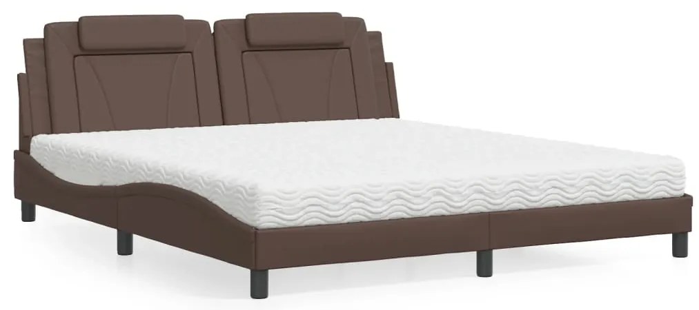 vidaXL Pat cu saltea, maro, 180x200 cm, piele ecologică