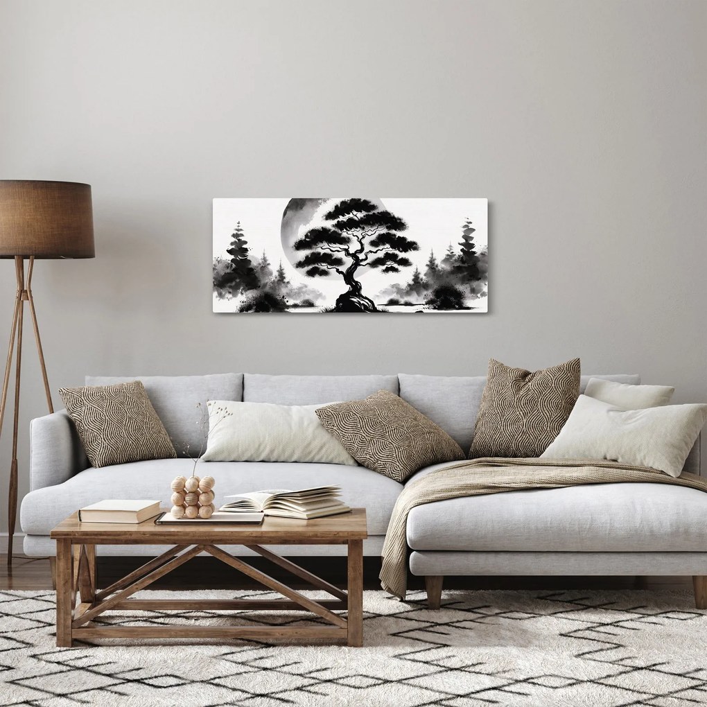 Tablou – Bonsai alb-negru (120x50 cm)