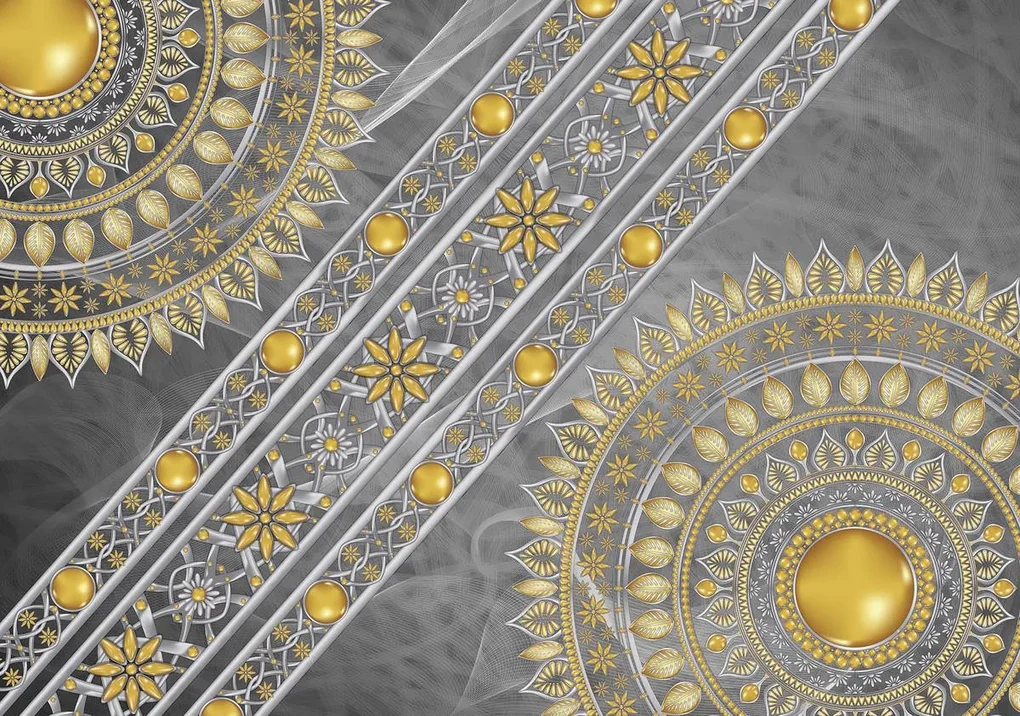 Fototapet - Mandala în argint - în diagonala (152,5x104 cm), în 8 de alte dimensiuni noi