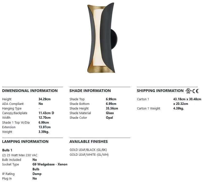 Aplica de perete design modern JOSIE nergu/foita aurie