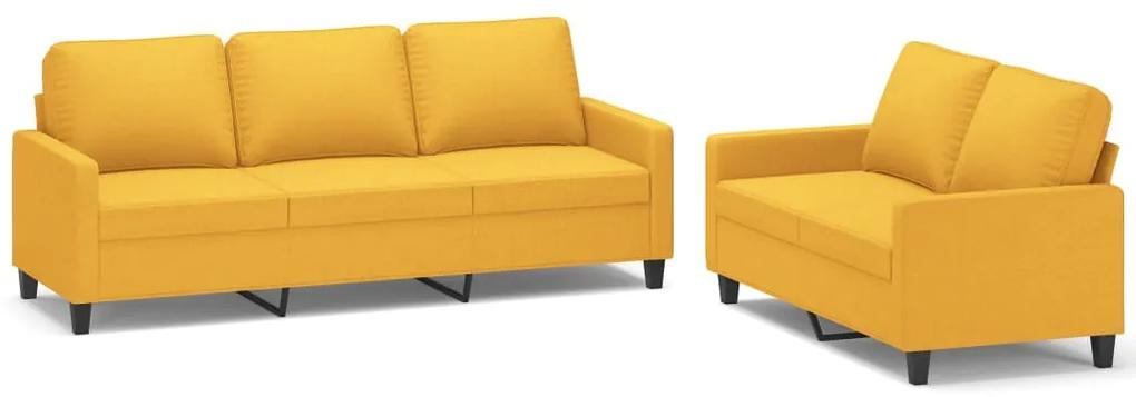 Set de canapele cu perne, 2 piese, galben deschis, textil