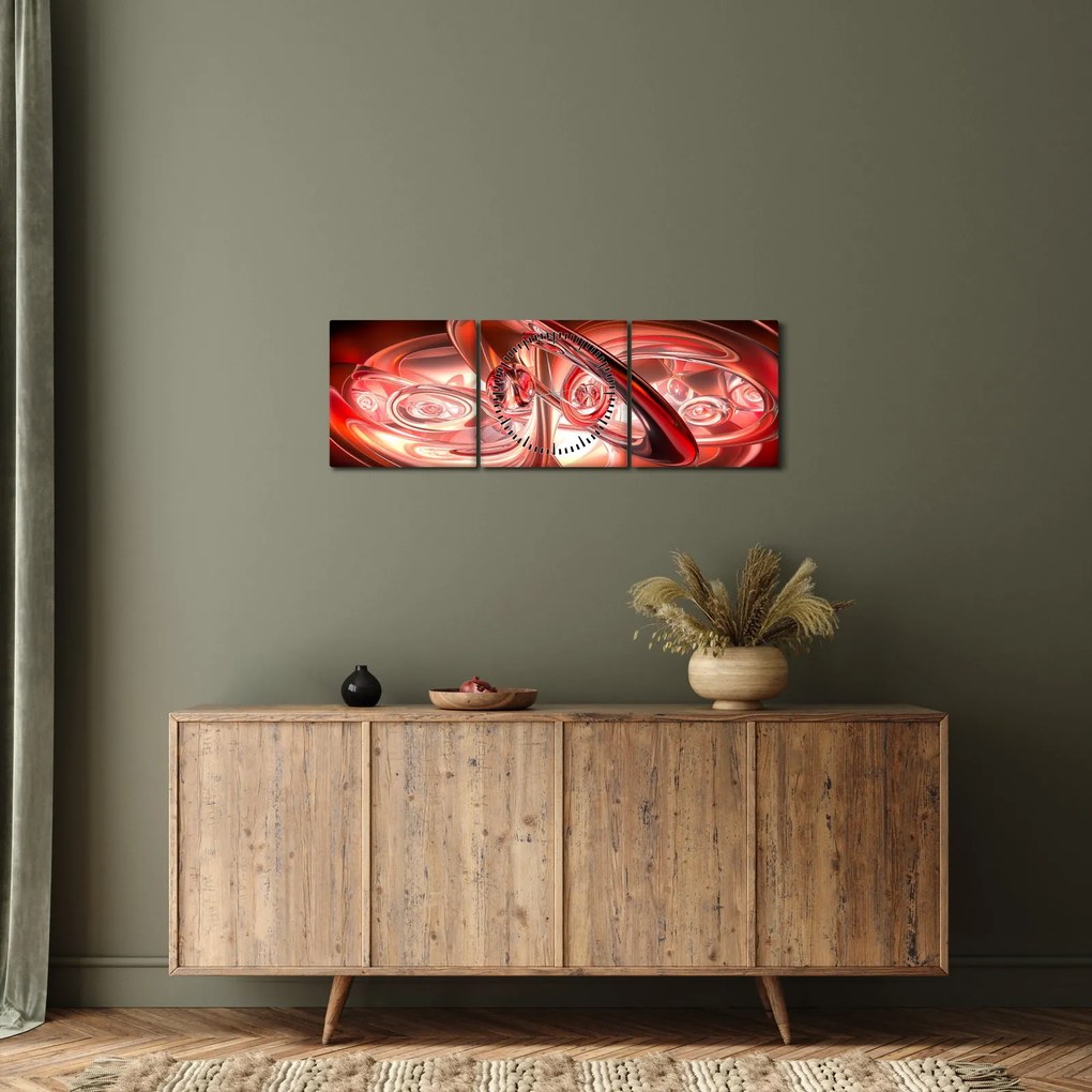 Tabloul - forme roșii (cu ceas) (90x30 cm)