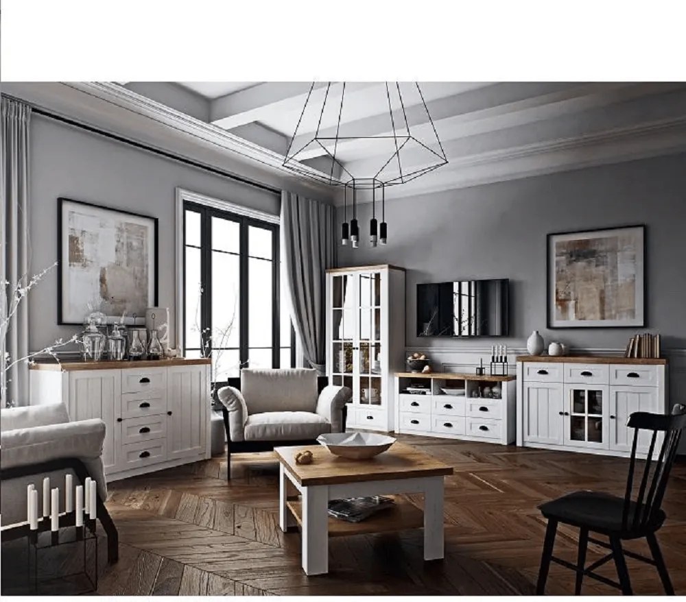 Vitrină, pin Andersen/stejar lefkas, PROVANCE W1S