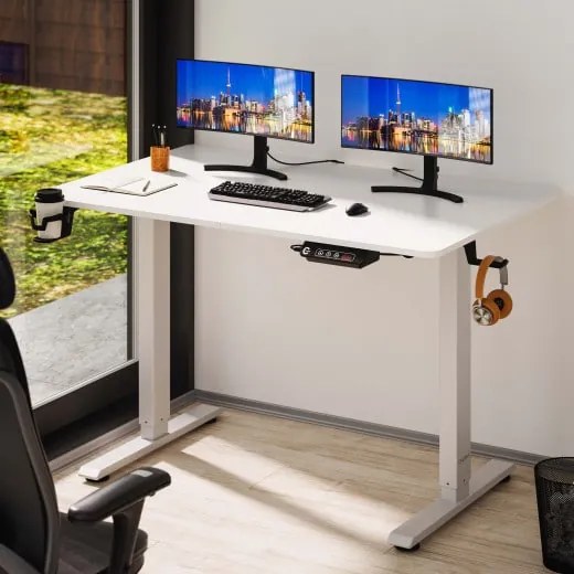 Deuba Birou de birou alb cu inaltime reglabila - 110x60x118 cm