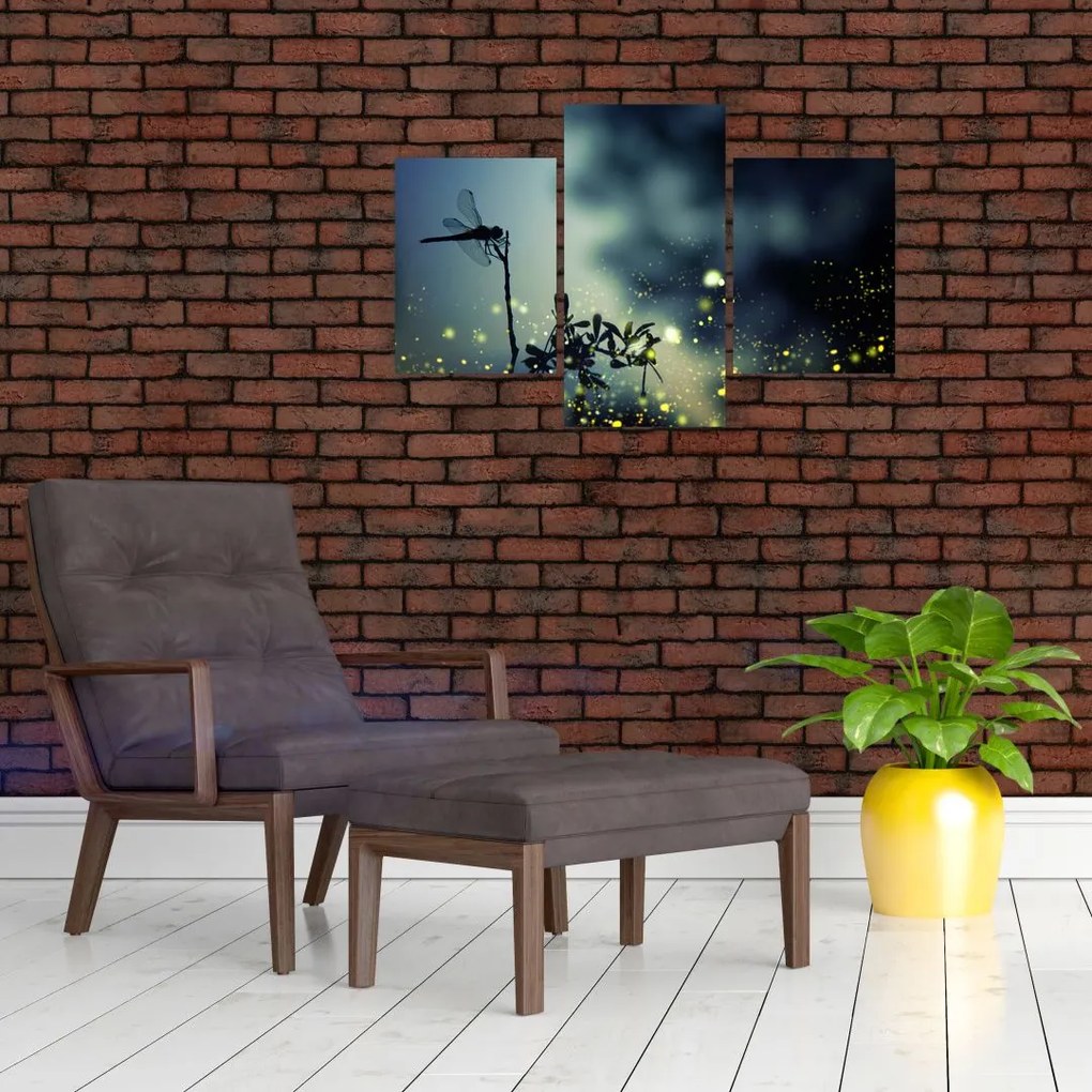 Tablou - Libelula în noaptea strălucitoare (90x60 cm)