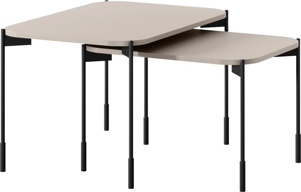 Măsuță de cafea dreptunghiulară Sonatia 70 cm cu picioare metalice - cașmir