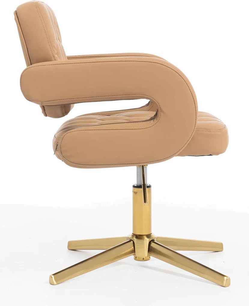 HR8403CROSS Scaun Caramel Piele Ecologica Premium Soft cu Bază Aurie