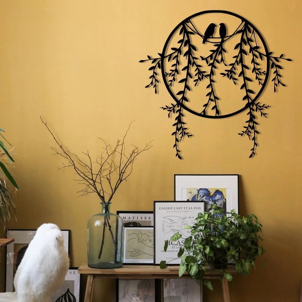 Decorațiune de perete din metal 45x44 cm Lovebirds – Wallity