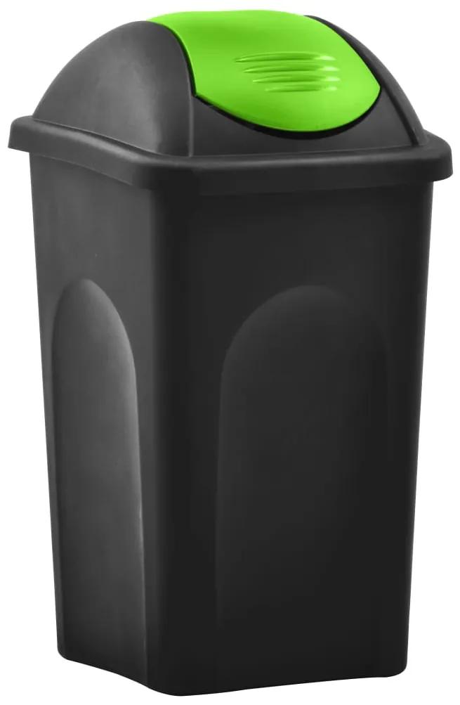 vidaXL Coș de gunoi cu capac oscilant, negru și verde, 60l