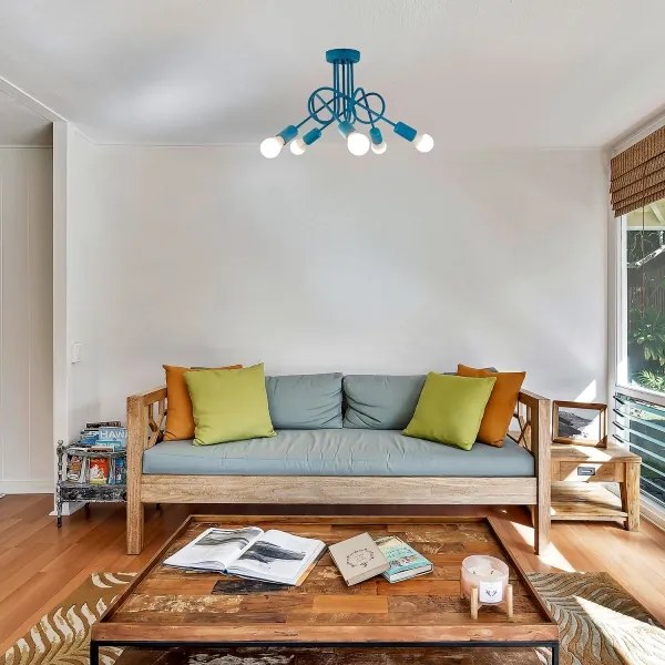 Lustră aplicată pentru copii OXFORD 5xE27/15W/230V albastru