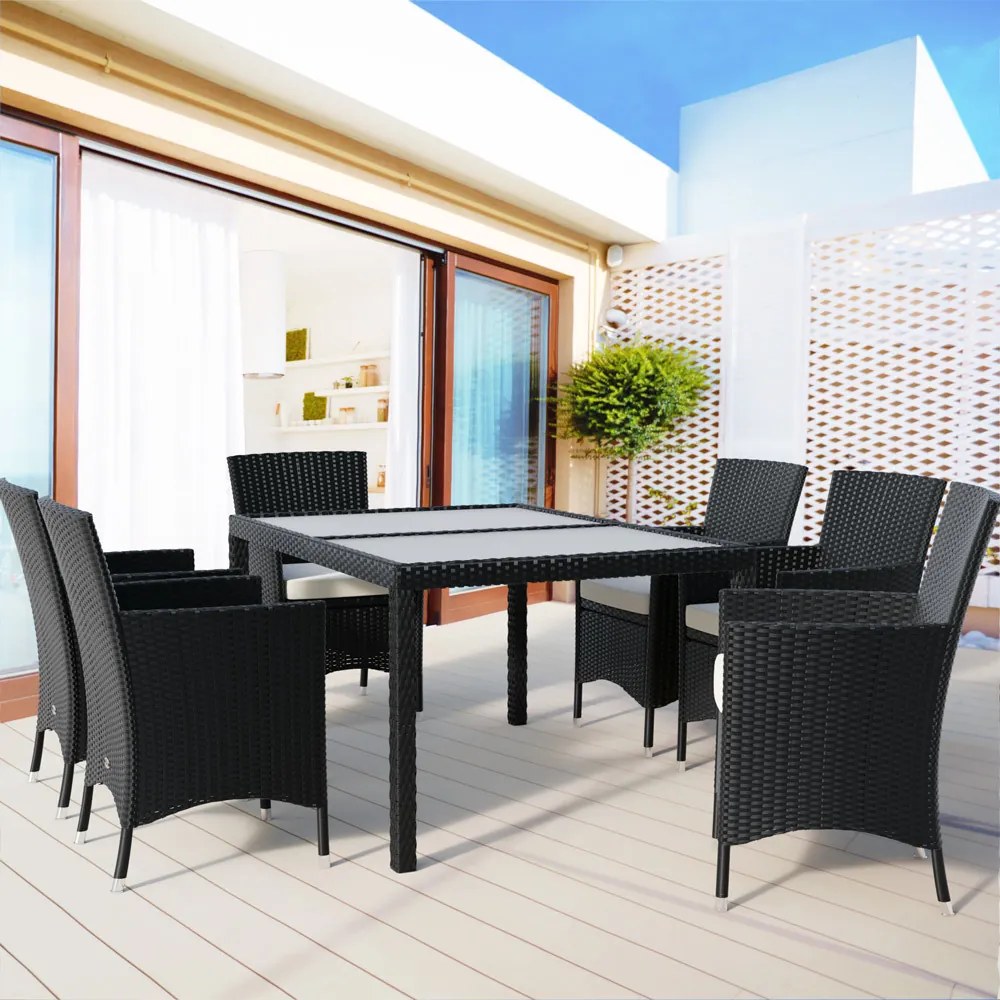 Deuba Set ratan de gradina Berlin 1+6 - negru