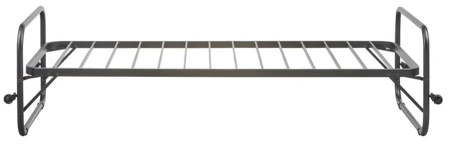 Pat negru din metal pliabil cu somieră 90x200 cm Lucy – WOOOD