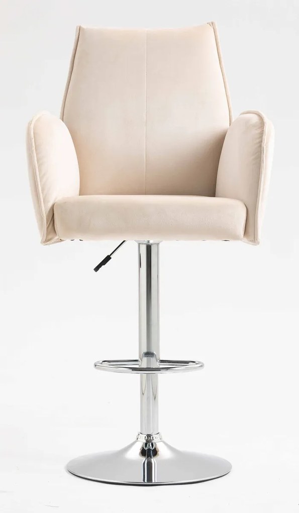 HR280W Scaun Crem din Catifea cu Bază Cromata