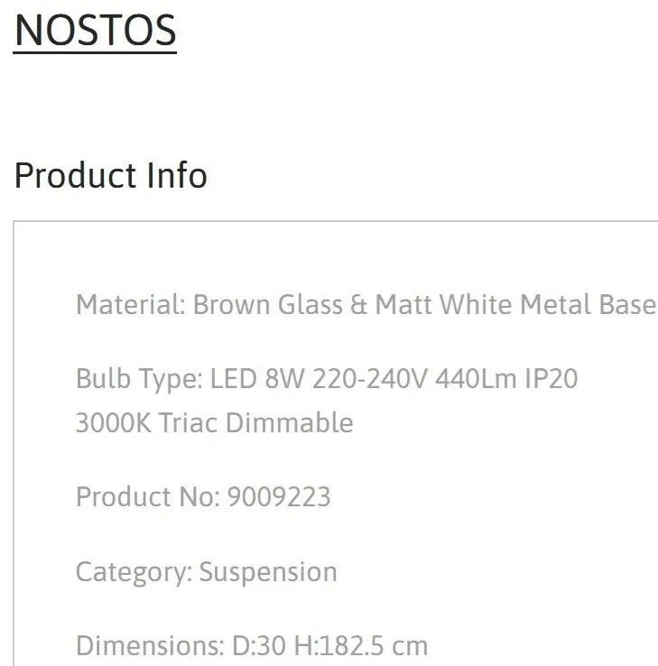 Pendul LED design decorativ NOSTOS Brown, NVL-9009223