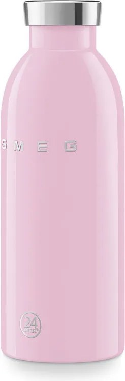 Sticla termos SMEG Clima 50's Style WBF01PK, 500 ml, Inchidere ermetica, Pereti dubli, Otel inoxidabil 18/8, Roz