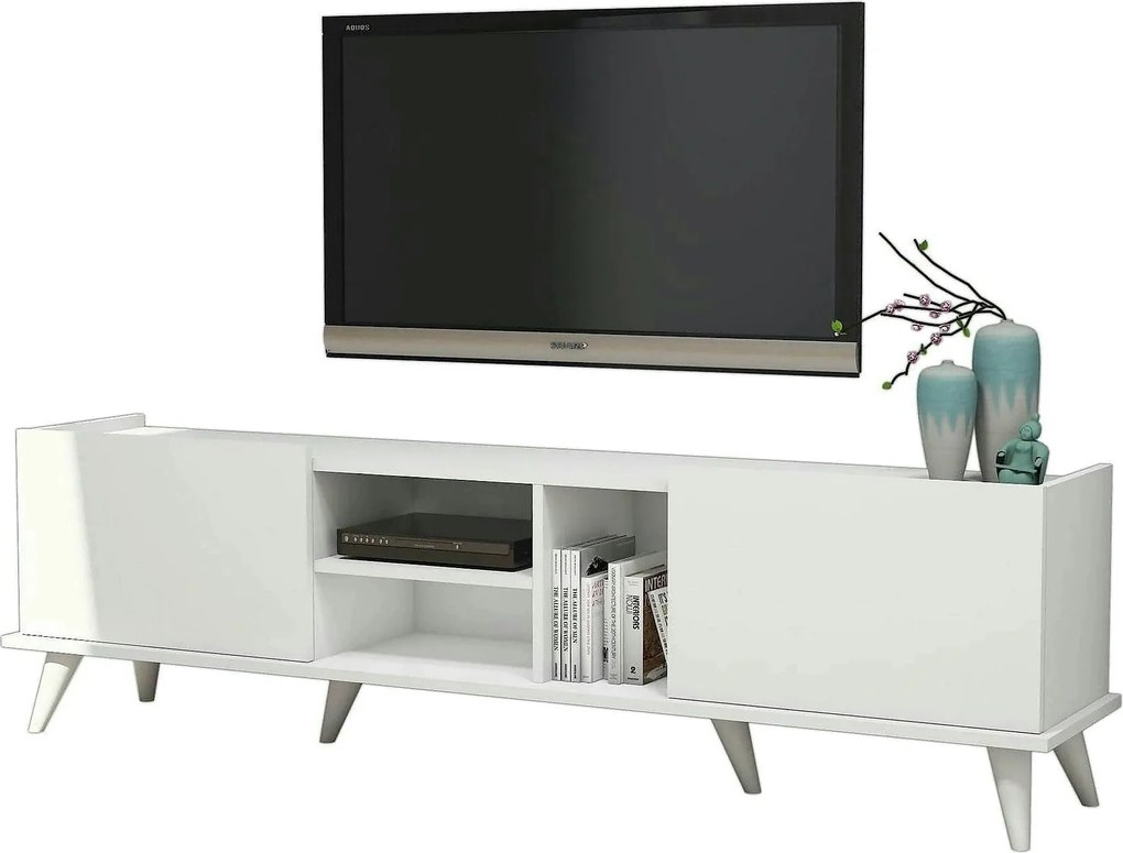 Comoda TV ELEGANTE 1320, alb, PAL melaminat, 180x34x52 cm