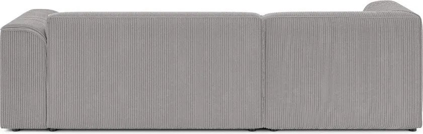 Colțar gri deschis cu tapițerie din catifea reiată (cu colț pe partea stângă/cu șezlong) Merid – Ropez