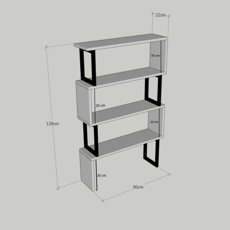 Modul etajere Kalune Design 854KLN3603, 128x80 cm, 4 nivele, PAL, Maro/Negru