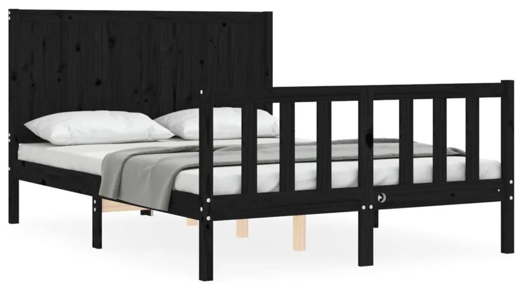 3192620 vidaXL Cadru de pat cu tăblie, negru, 120x200 cm, lemn masiv