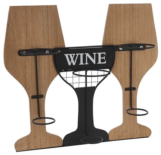 Suport pentru vin Romance din lemn si metal 39x11x35 cm