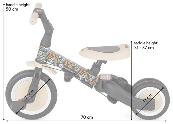 PETITE&MARS - Tricicletă pentru copii 5 în 1 TURBO LIMITED City Beat