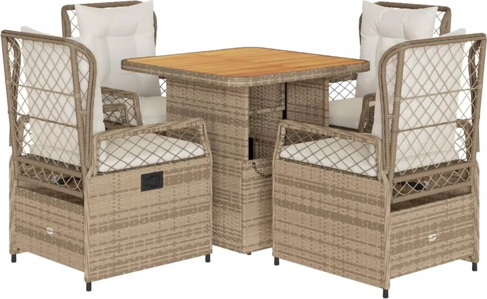 vidaXL Set mobilier de grădină cu perne, 5 piese, bej, poliratan