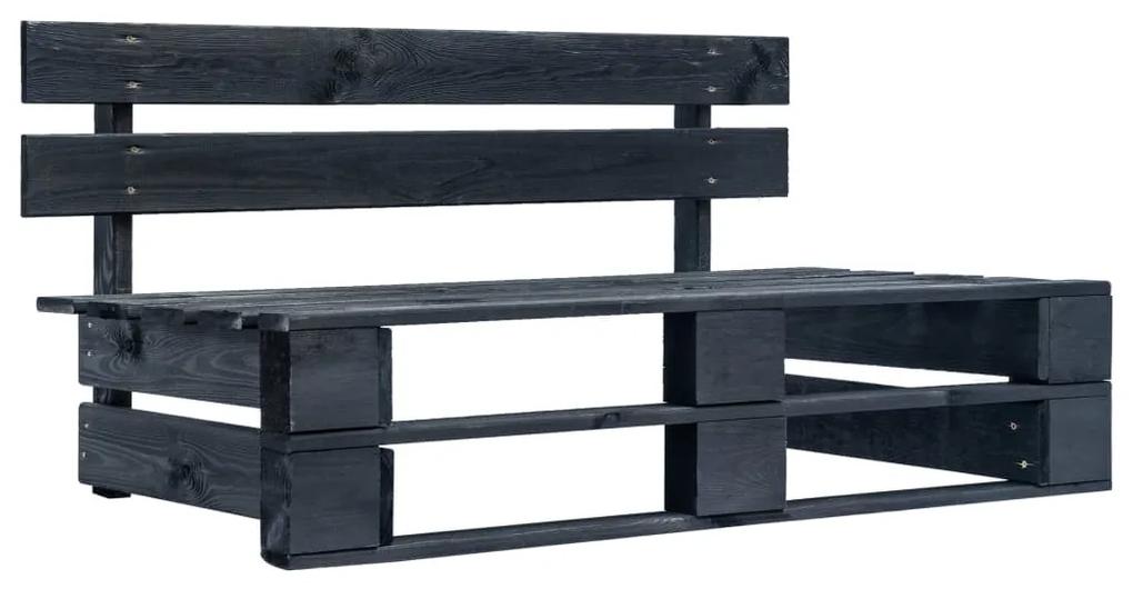 3066868 vidaXL Set mobilier paleți cu perne, 6 piese, negru, lemn pin tratat