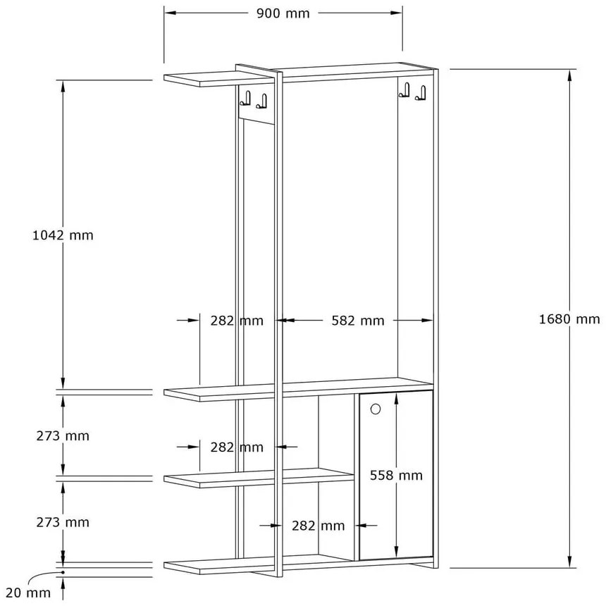 Set pentru hol negru/cu aspect de lemn de stejar Kumsal – Kalune Design