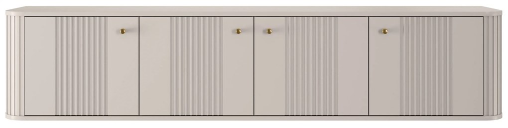 Comodă TV suspendată Vesper 4D 187 cm - cașmir / mânere aurii