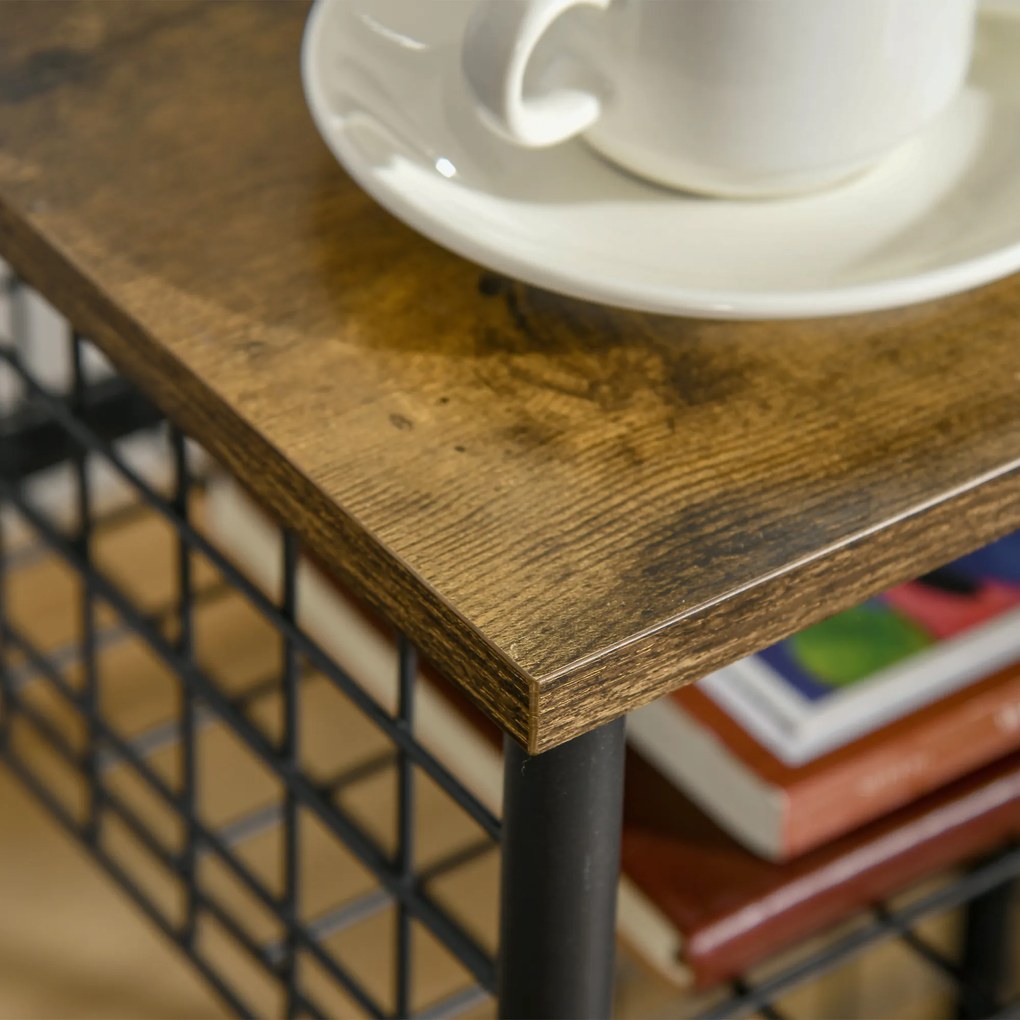 HOMCOM Cărucior cu role, cărucior de servire, 2 compartimente deschise, plan de lucru și role, 40 x 30 x 62 cm, marron | Aosom Romania