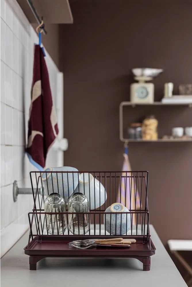 Scurgător de vase burgundy cu două nivele 42x29 cm Dry-It – Mette Ditmer Denmark