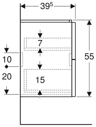 Dulap baza suspendat Geberit Modo 2 sertare alb lucios 50 cm