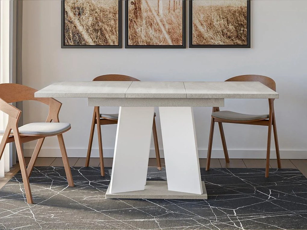 Masă sufragerie extensibilă 120 cm Jeremias (Gri + Alb) (pentru 4-6 persoane). 1105345