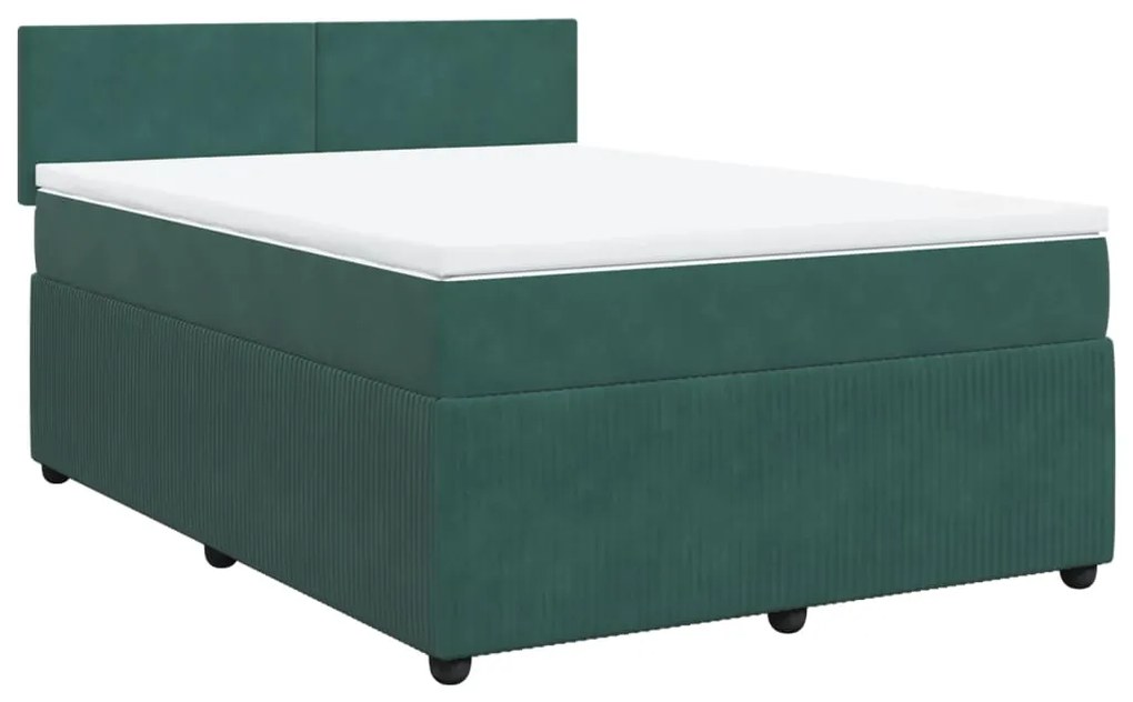 3287755 vidaXL Pat box spring cu saltea, verde închis, 140x200 cm, catifea