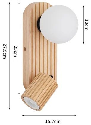 Brilagi - Aplică de perete cu spot MODERN WOOD 1xG9/5W/230V+1xGU10/8W lemn de cauciuc