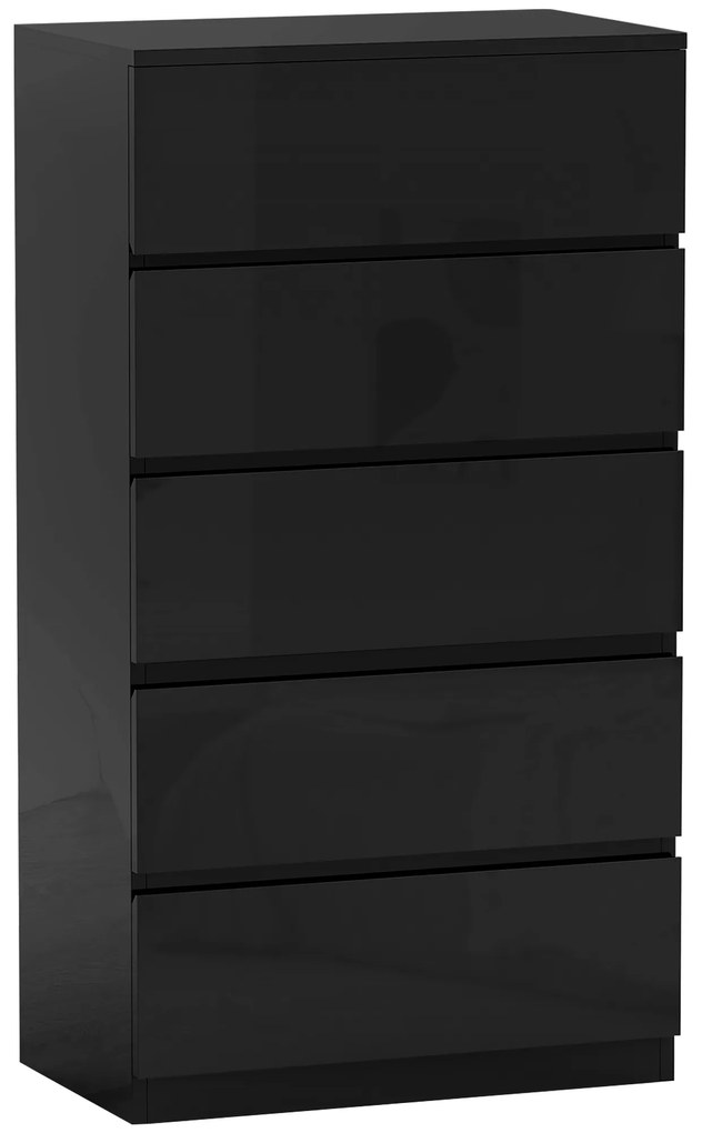 HOMCOM Comoda cu 5 sertare Comoda de stil modern pentru dormitor intrare living 55x34x100 cm Negru | Aosom Romania