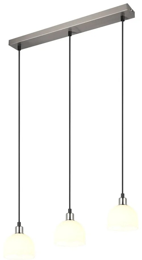 Lustră albă/argintie cu abajur din sticlă Molly – Reality