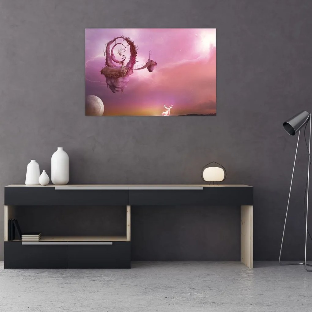 Tablou - Zână pe o insulă plutitoare (90x60 cm)