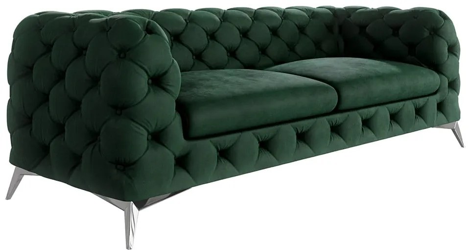 Canapea verde-închis cu tapițerie din catifea 225 cm Chelsea – Ropez