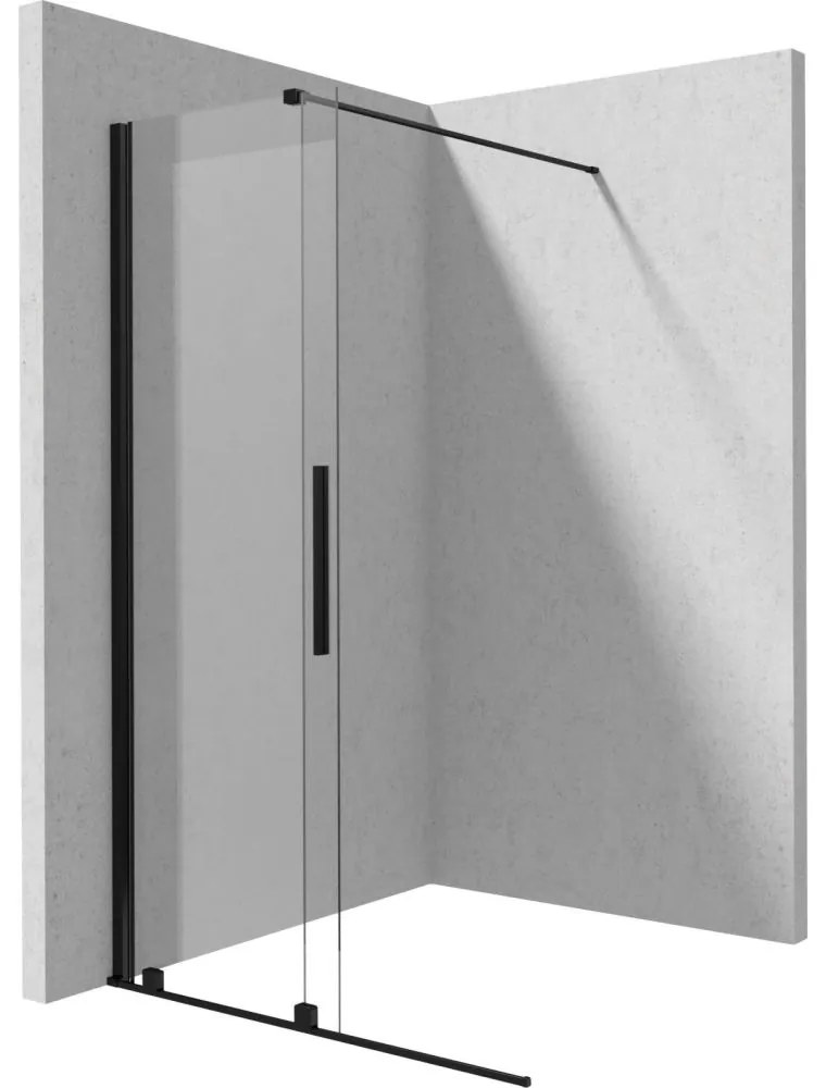 Paravan dus sticla securizata walk-in cu usa glisanta, 140x195 cm, negru mat, Deante Prizma Negru mat, 1400x1950 mm