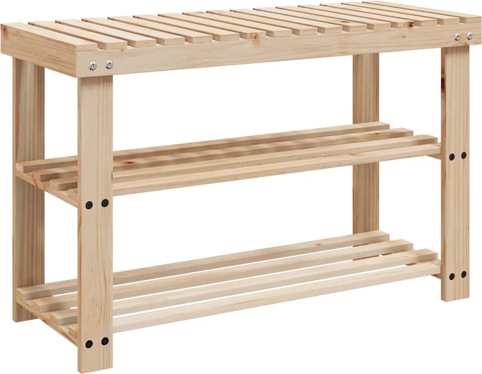 vidaXL Pantofar 2-în-1 cu bancă, lemn masiv de brad