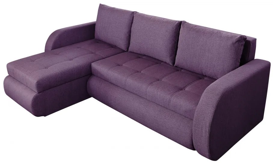 Coltar extensibil reversibil Genoa Purple 243x141x81 cm cu lada de depozitare