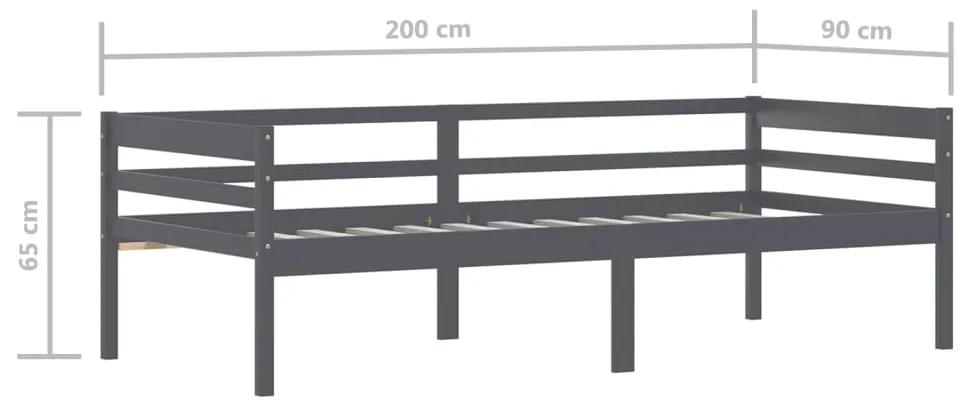 Cadru de pat, gri inchis, 90x200 cm, lemn masiv de pin Morke gra