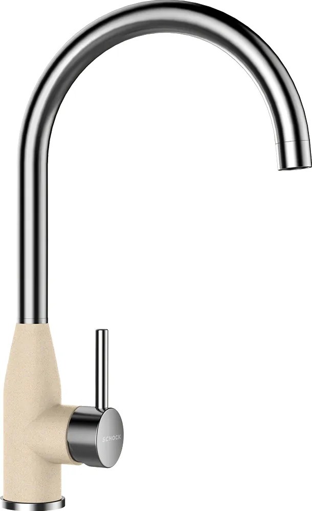 Baterie bucatarie Schock Kavus Cristalite Moonstone, inox periat si aspect granit, cartus ceramic, bej