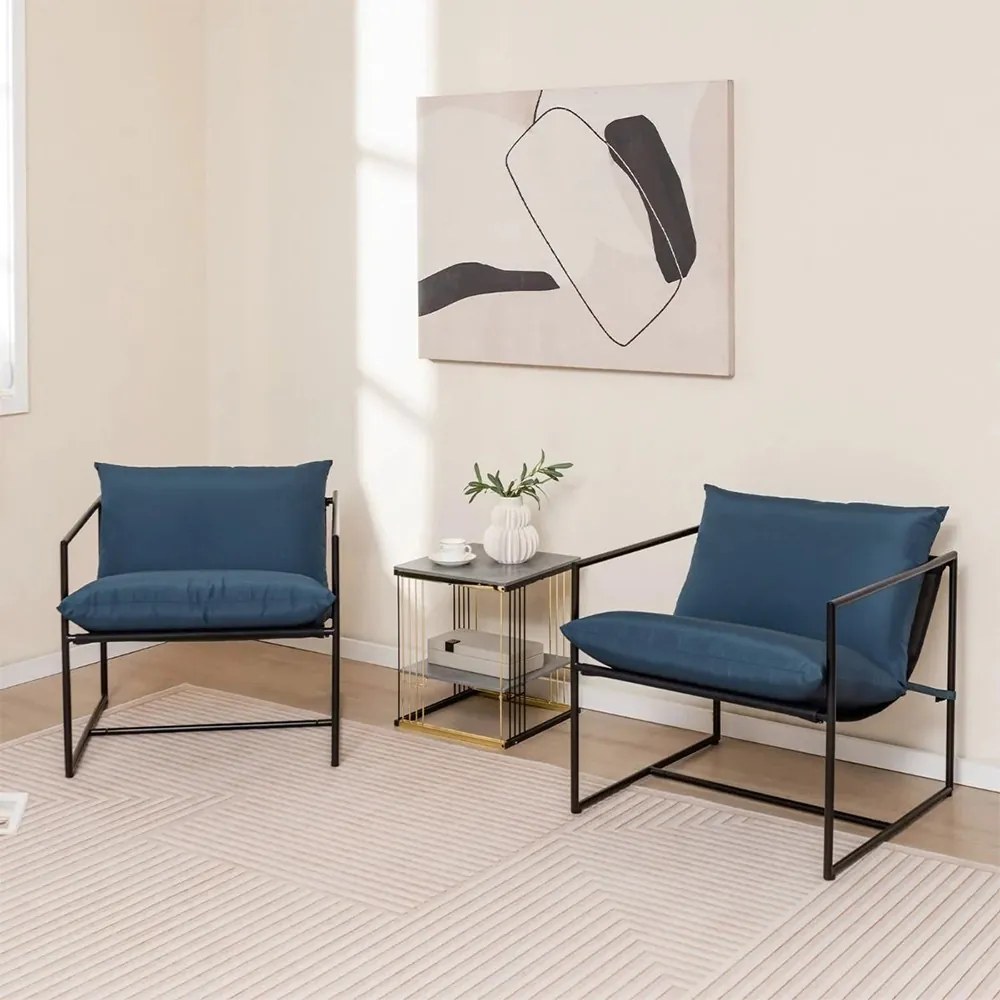 Set 2 scaune cu cadru metalic și perne